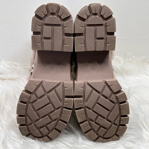 XOXO Odonna Taupe Lace Up Fur Buckle Ankle Booties 9.5 - Picture 12 of 12